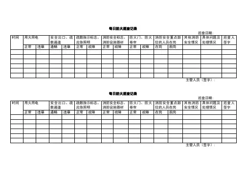 养老院每日防火巡查记录表