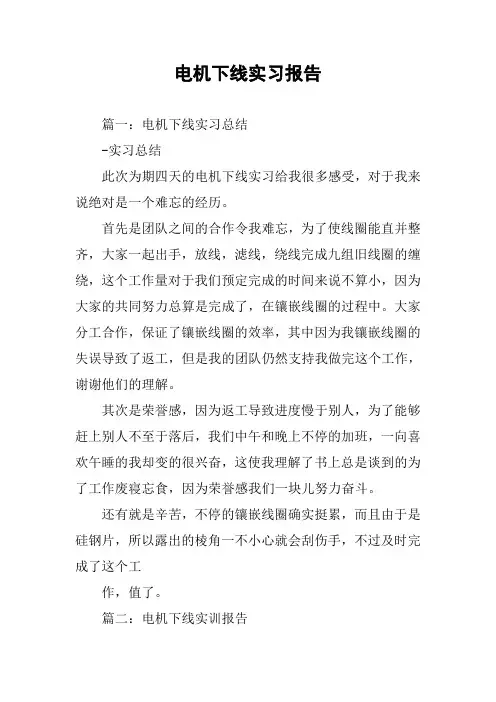 电机下线实习报告