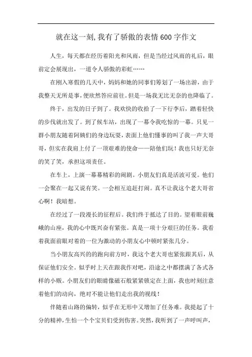 就在这一刻,我有了骄傲的表情600字作文