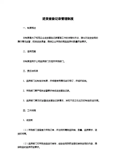 进货查验记录管理制度