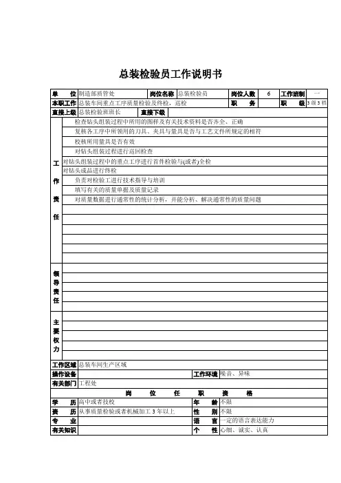 总装检验员工作说明书