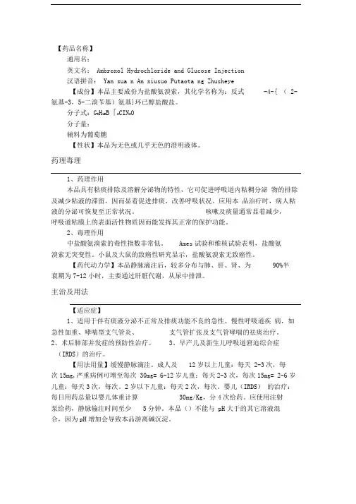 盐酸氨溴索注射液说明书