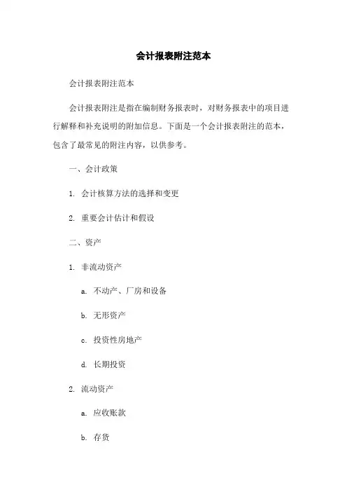 会计报表附注范本