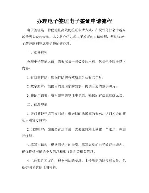 办理电子签证电子签证申请流程