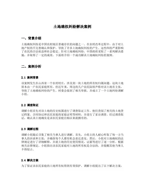 土地确权纠纷解决案例