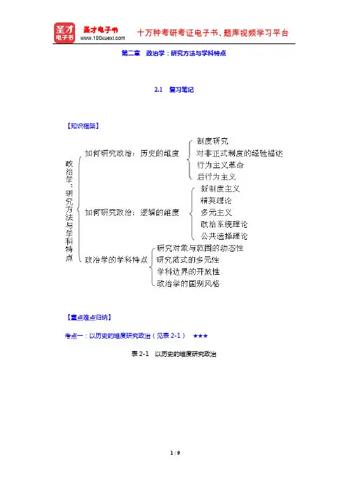 景跃进《政治学原理》复习笔记+课后习题详解(第二章 政治学：研究方法与学科特点)【圣才出品】