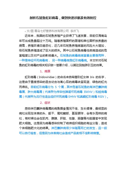 剖析石斑鱼虹彩病毒，做到快速诊断及有效防控