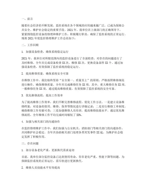 监控修理维护年终报告
