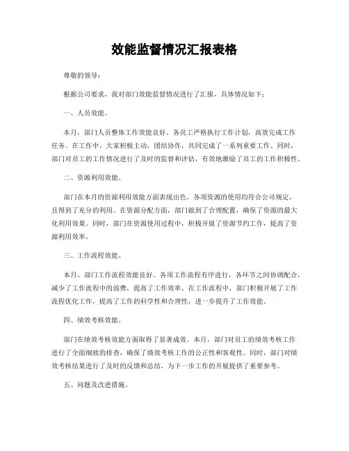 效能监督情况汇报表格
