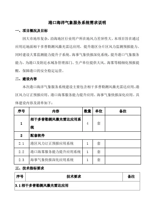 港口海洋气象服务系统需求说明