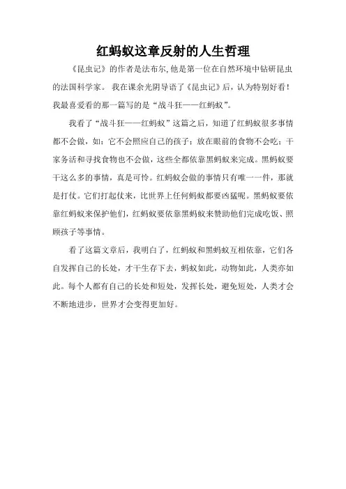 红蚂蚁这章反射的人生哲理