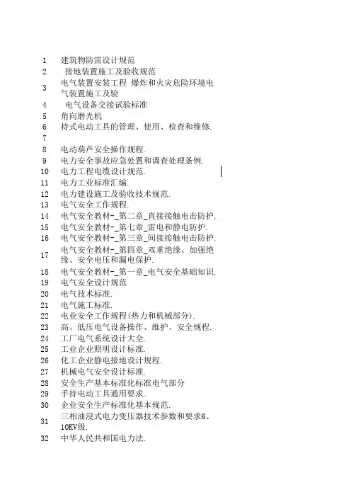 电力安全规范目录新