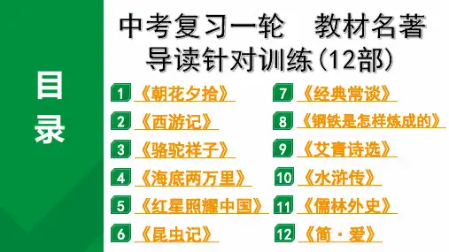 2024年中考语文一轮复习：名著导读针对训练(12部)(共84张PPT)