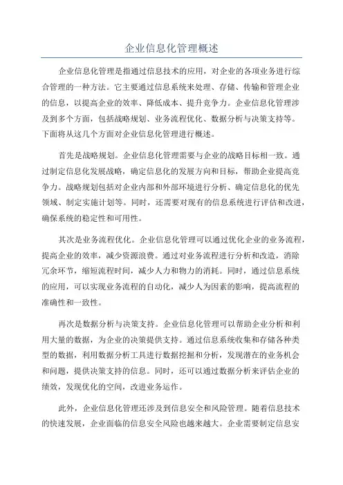 企业信息化管理概述