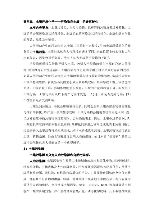 4.1污染物在土壤中的迁移转化