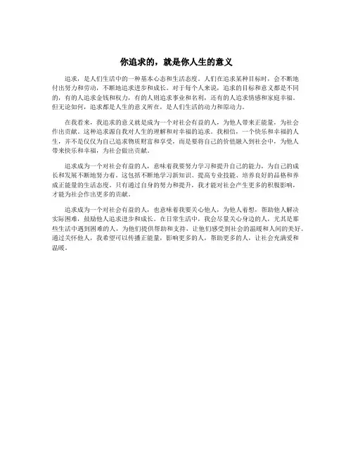 你追求的,就是你人生的意义