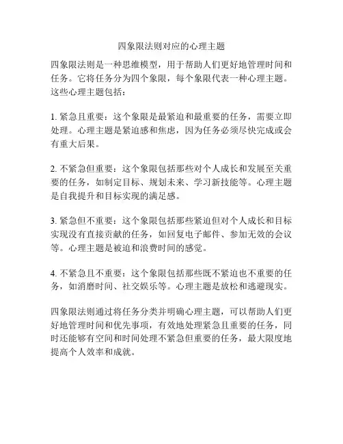 四象限法则对应的心理主题