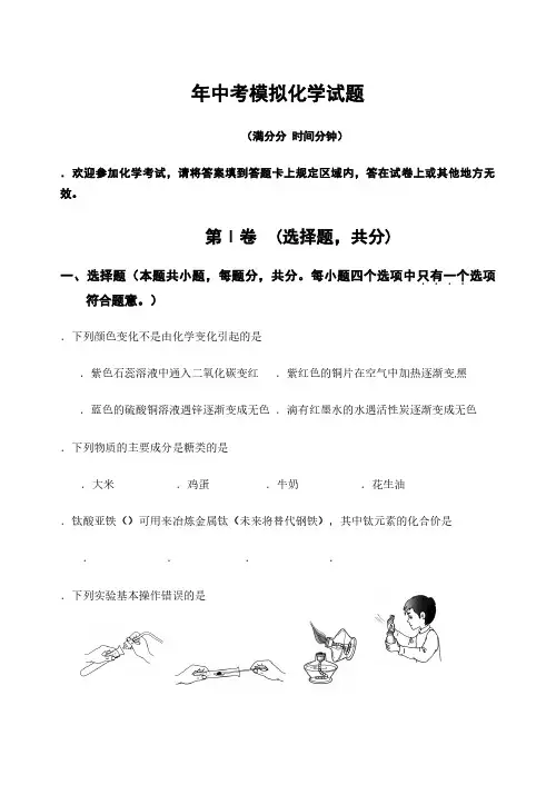 2012年中考模拟化学试题