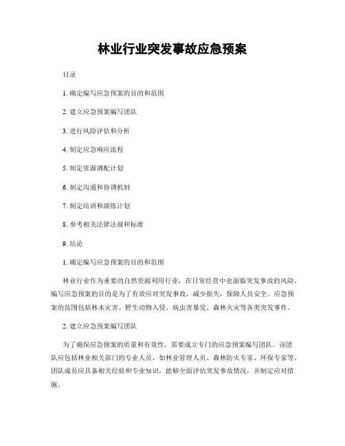 林业行业突发事故应急预案