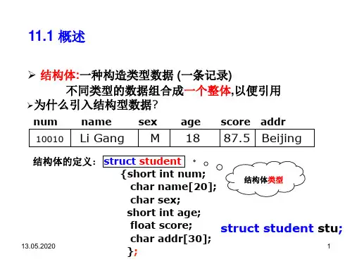 第11章结构体与共用体共39页PPT资料