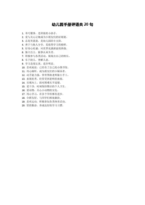 幼儿园手册评语