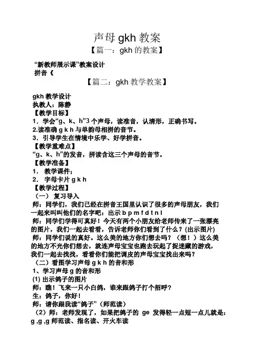 声母gkh教案