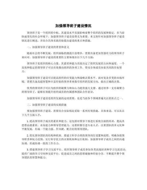 加强领导班子建设情况
