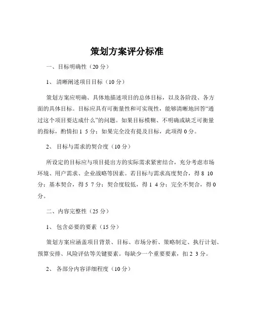 策划方案评分标准