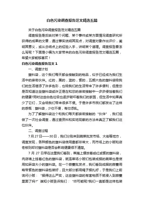 关于白色污染调查报告范文精选五篇