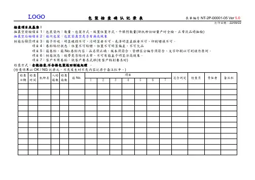包装检查确认记录表