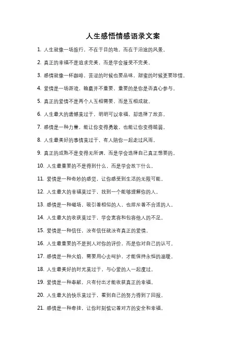 人生感悟情感语录文案