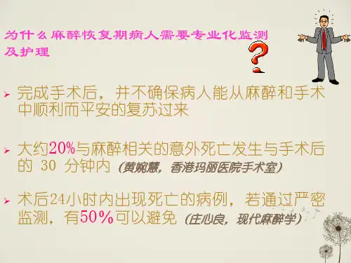 麻醉恢复期病人的监测及护理PPT课件