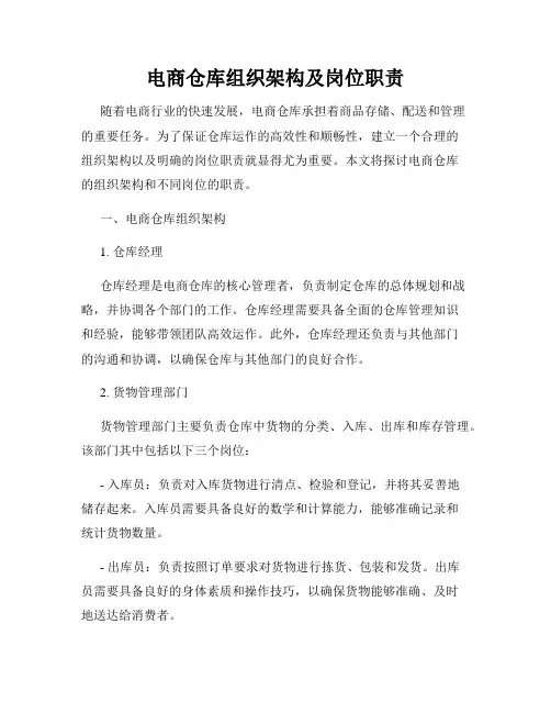 电商仓库组织架构及岗位职责