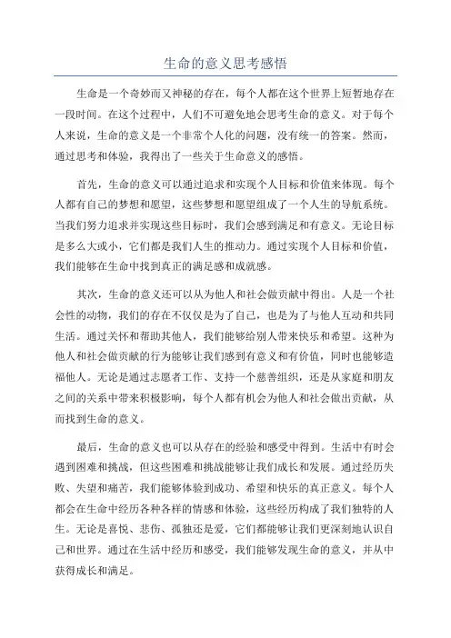 生命的意义思考感悟