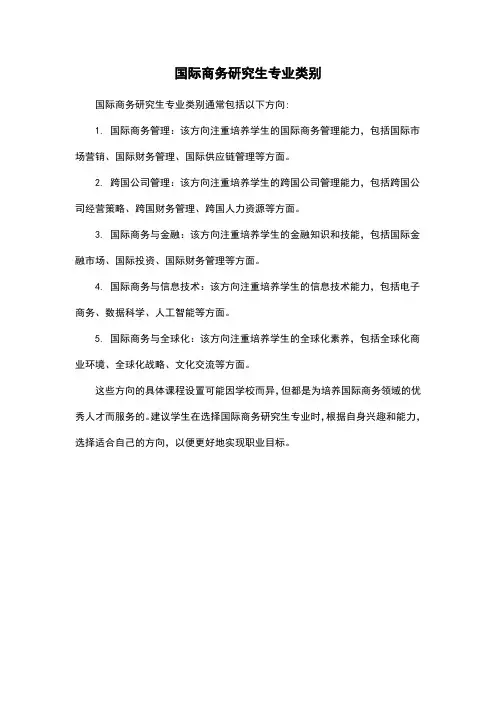 国际商务研究生专业类别