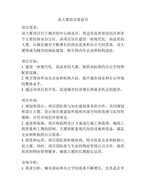 某大厦项目策划书