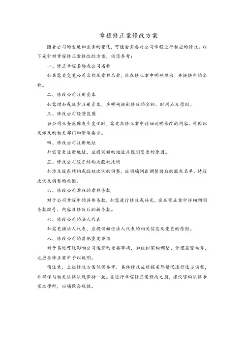 章程修正案修改