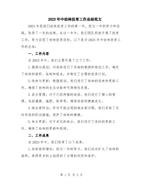 2023年中幼林抚育工作总结范文