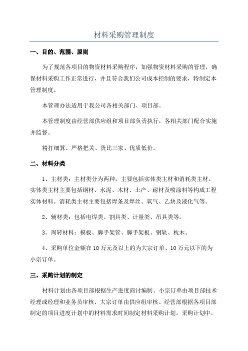 材料采购管理制度