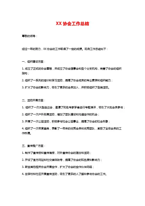 XX协会工作总结