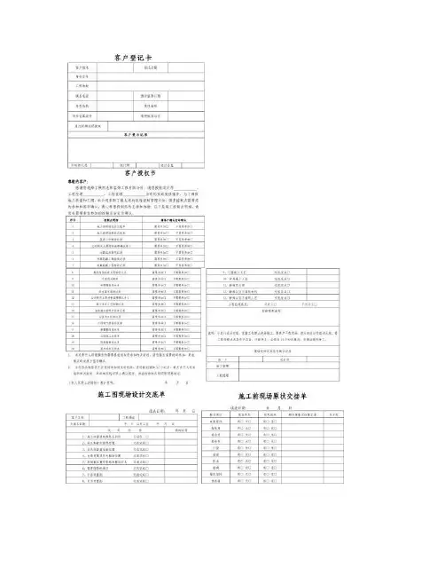 家装公司必备常用表格