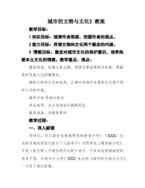 城市的文物与文化》教案