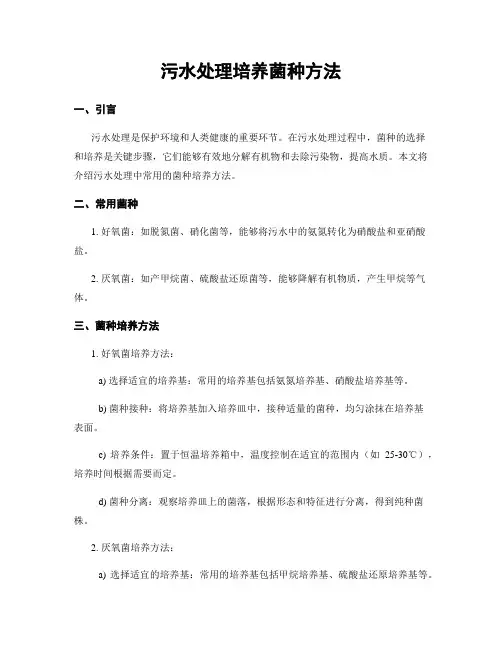 污水处理培养菌种方法