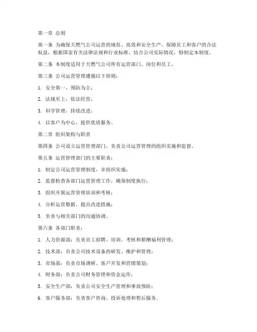 天燃气公司运营管理制度