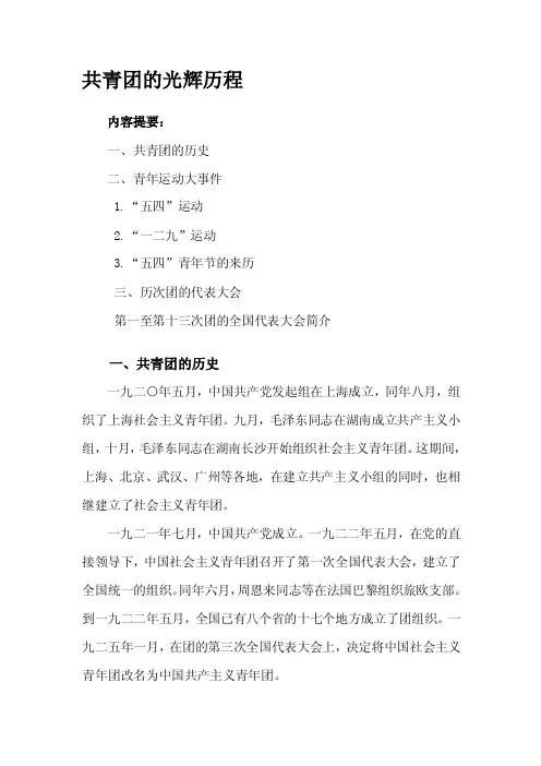 共青团的光辉历程