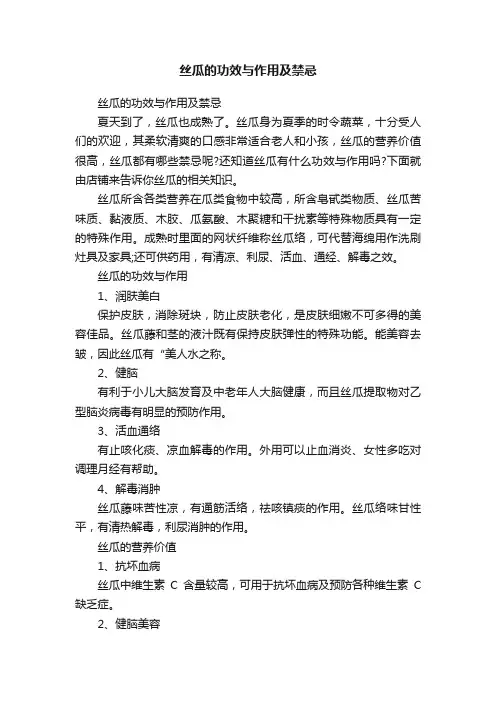 丝瓜的功效与作用及禁忌