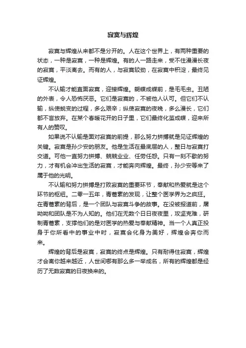 寂寞与辉煌