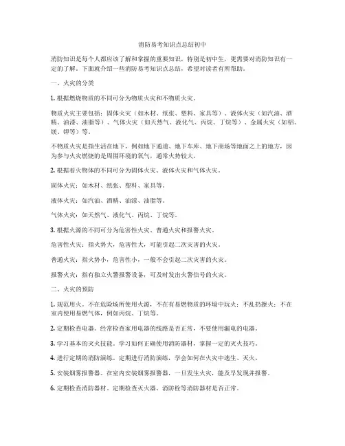 消防易考知识点总结初中