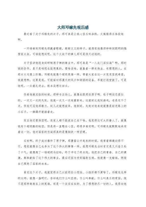 大师邓稼先观后感