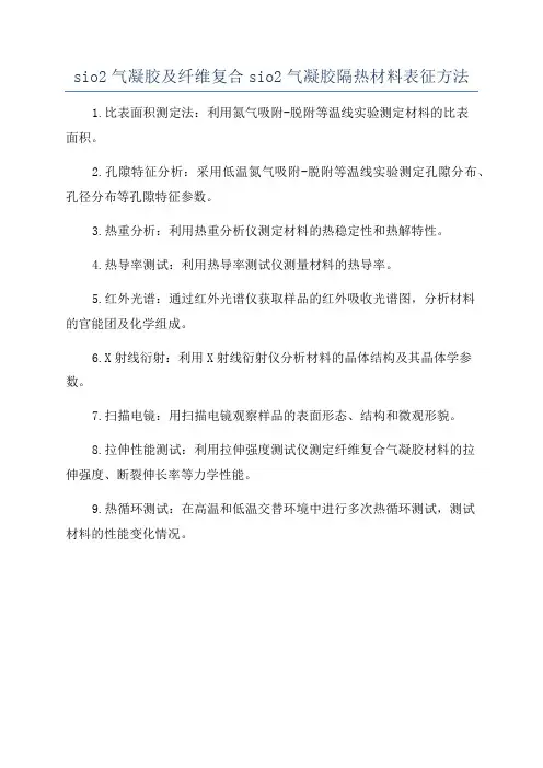 sio2气凝胶及纤维复合sio2气凝胶隔热材料表征方法